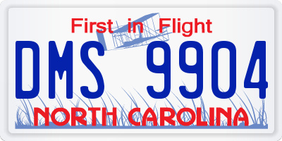 NC license plate DMS9904