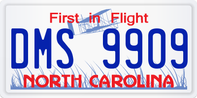 NC license plate DMS9909