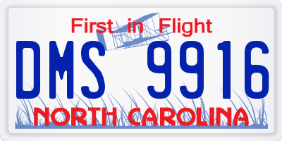 NC license plate DMS9916