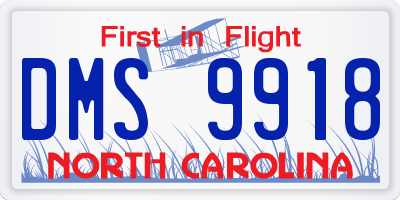 NC license plate DMS9918