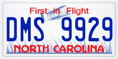 NC license plate DMS9929