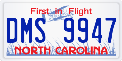 NC license plate DMS9947