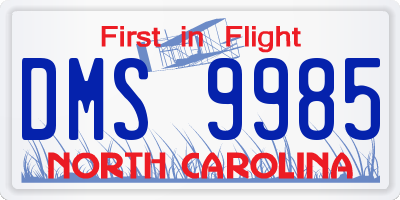 NC license plate DMS9985