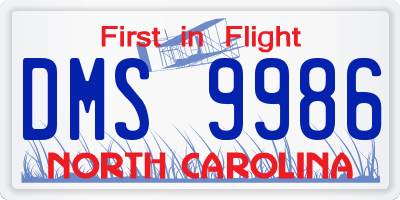 NC license plate DMS9986