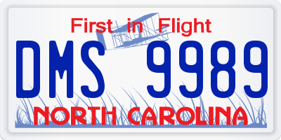 NC license plate DMS9989