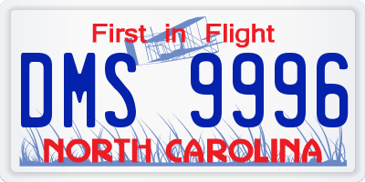 NC license plate DMS9996