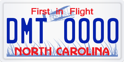 NC license plate DMT0000