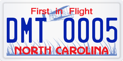 NC license plate DMT0005