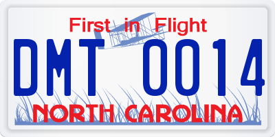 NC license plate DMT0014