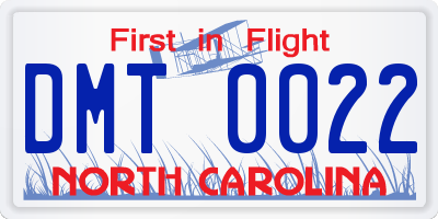 NC license plate DMT0022