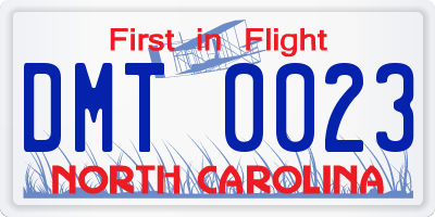 NC license plate DMT0023