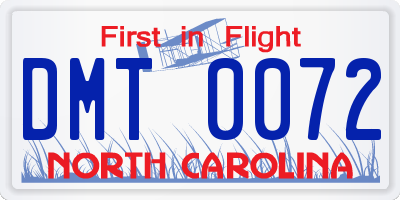 NC license plate DMT0072