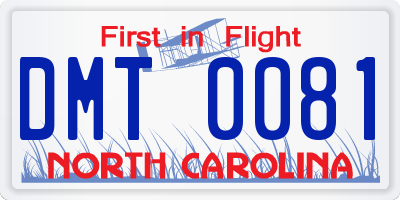 NC license plate DMT0081