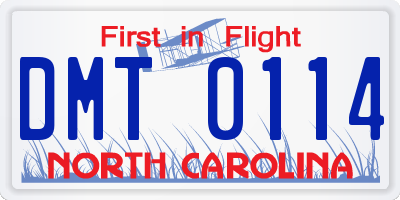 NC license plate DMT0114