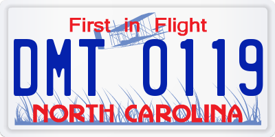 NC license plate DMT0119