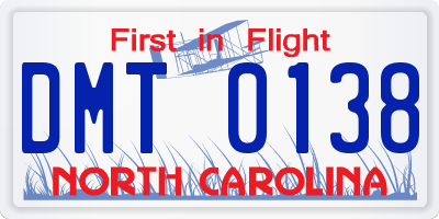 NC license plate DMT0138
