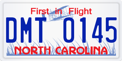 NC license plate DMT0145