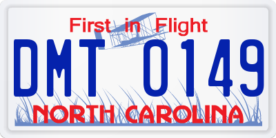 NC license plate DMT0149