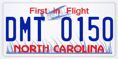 NC license plate DMT0150