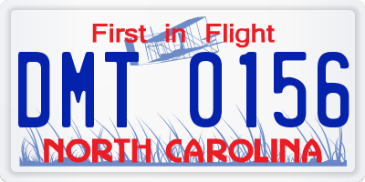 NC license plate DMT0156