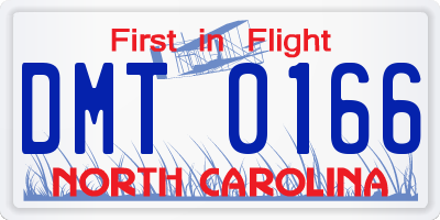 NC license plate DMT0166