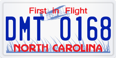 NC license plate DMT0168