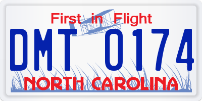 NC license plate DMT0174