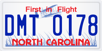 NC license plate DMT0178