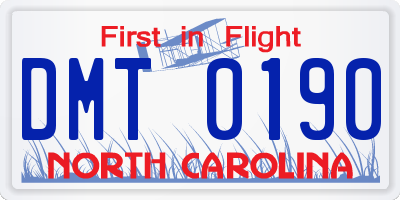 NC license plate DMT0190