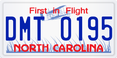 NC license plate DMT0195