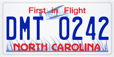 NC license plate DMT0242