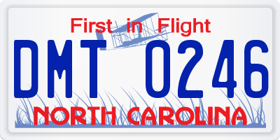 NC license plate DMT0246