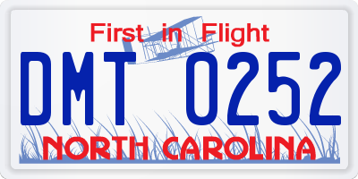 NC license plate DMT0252