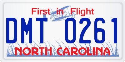 NC license plate DMT0261