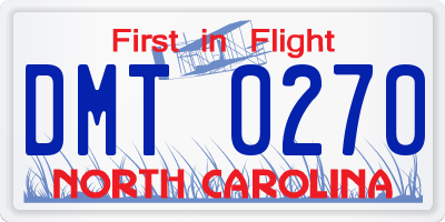 NC license plate DMT0270