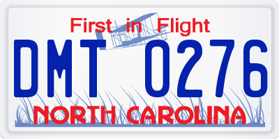 NC license plate DMT0276