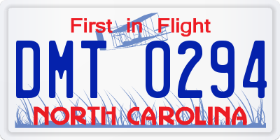 NC license plate DMT0294