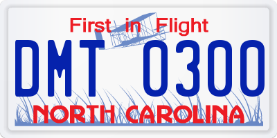 NC license plate DMT0300