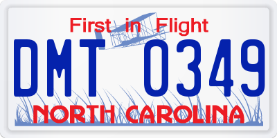 NC license plate DMT0349