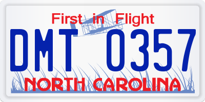 NC license plate DMT0357