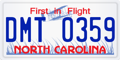 NC license plate DMT0359
