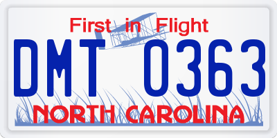 NC license plate DMT0363