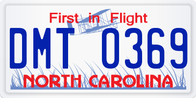 NC license plate DMT0369
