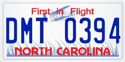 NC license plate DMT0394