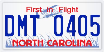 NC license plate DMT0405