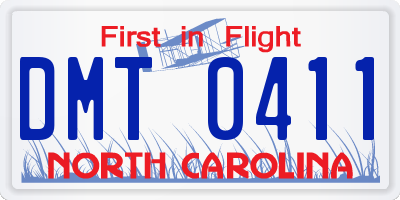 NC license plate DMT0411