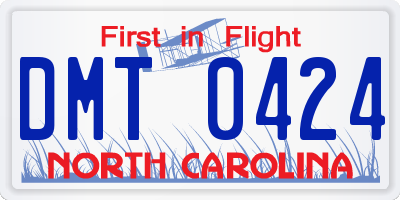NC license plate DMT0424