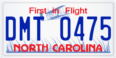 NC license plate DMT0475