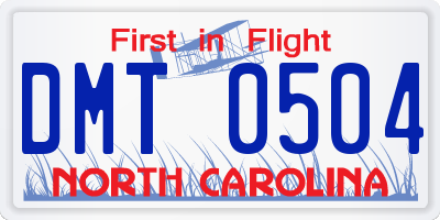 NC license plate DMT0504