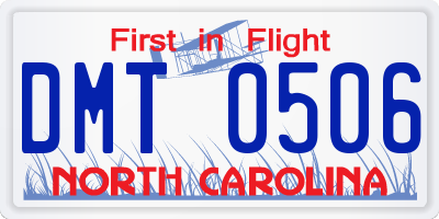 NC license plate DMT0506